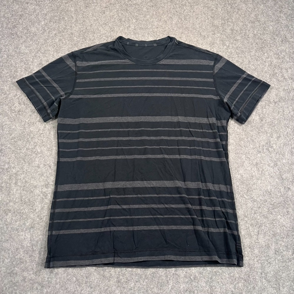 lululemon athletica Black & Gray Striped Short Sleeve Tee